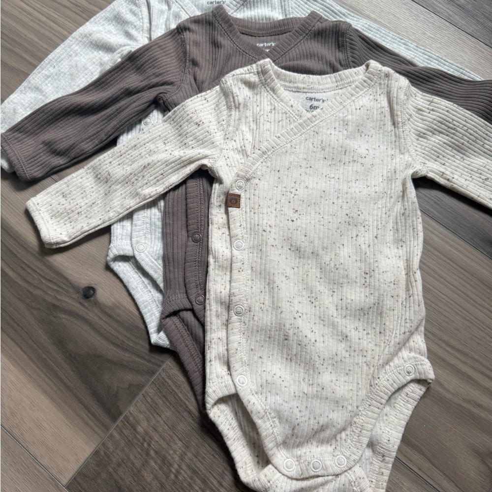 Carter's Baby Ribbed One Piece Set - Cream, Brown, Gray